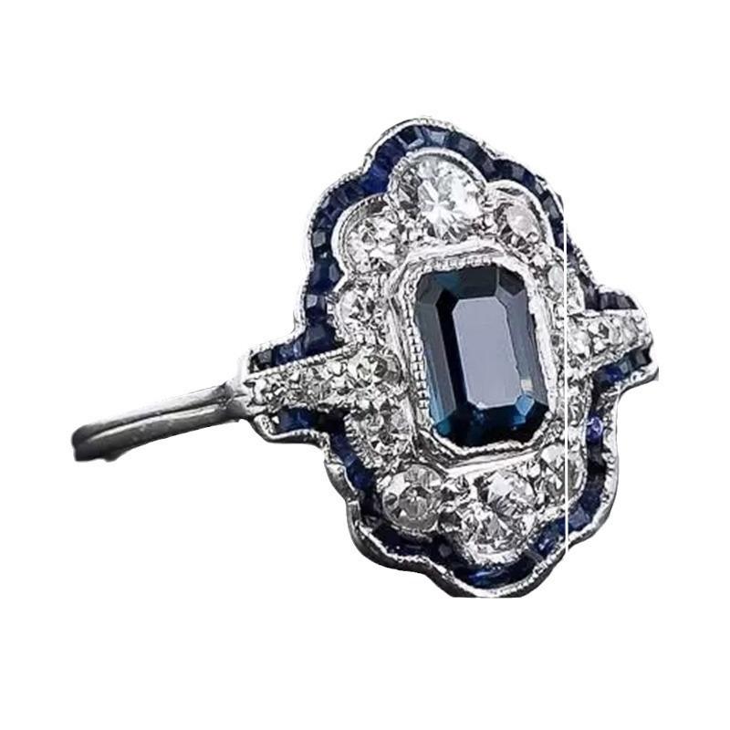 Vintage palace ring, square main decoration with encasing design, suitable for Thanksgiving, Christmas and other festivals, gorgeous and chic
