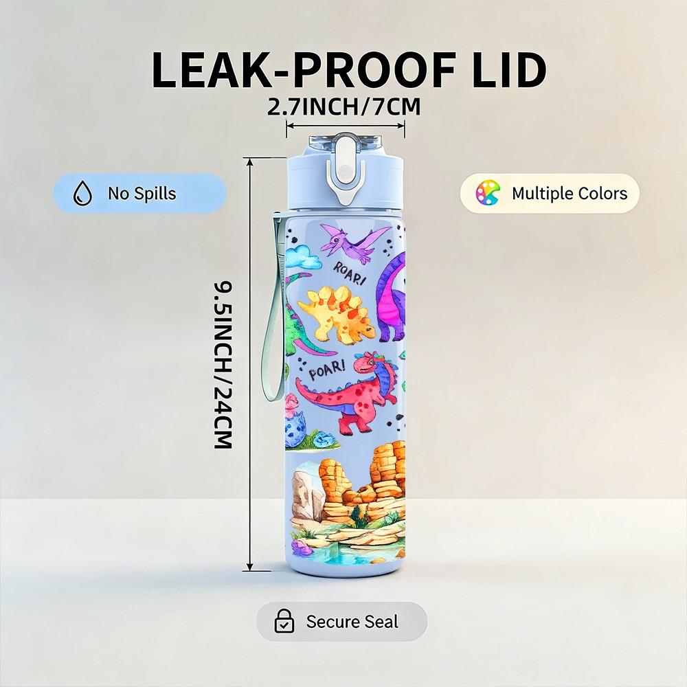 1PC Bright Doodle Abstract Graffiti Print 750ml Color Plastic Sports Water Bottle Leakproof Flip Straw Lid Suitable for Sports Office Home Use