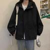 Women's Black Hooded Windproof Outdoor Baseball Jacket - Spring and Autumn Style