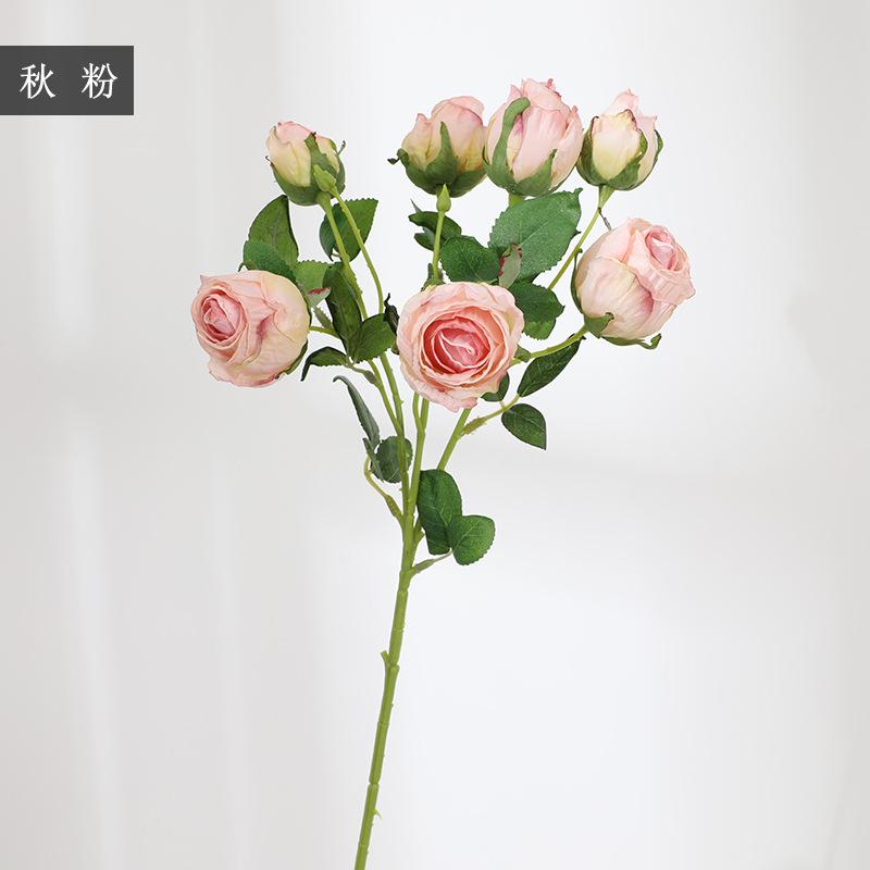 

Vintage burnt edge rose simulation flower, single branch fake rose