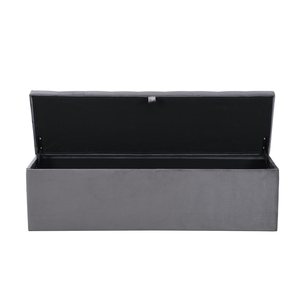 Velvet, Upholstered Bench, Padded Bench, Bed Stool, Bench with Storage, Grey 138 X 41 X 42 Cm