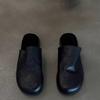 Soft Sheepskin~ One-pedal Lazy Leather Bag Head Sandals Women's Summer Black Commuting Versatile Wear Muller Half Slippers