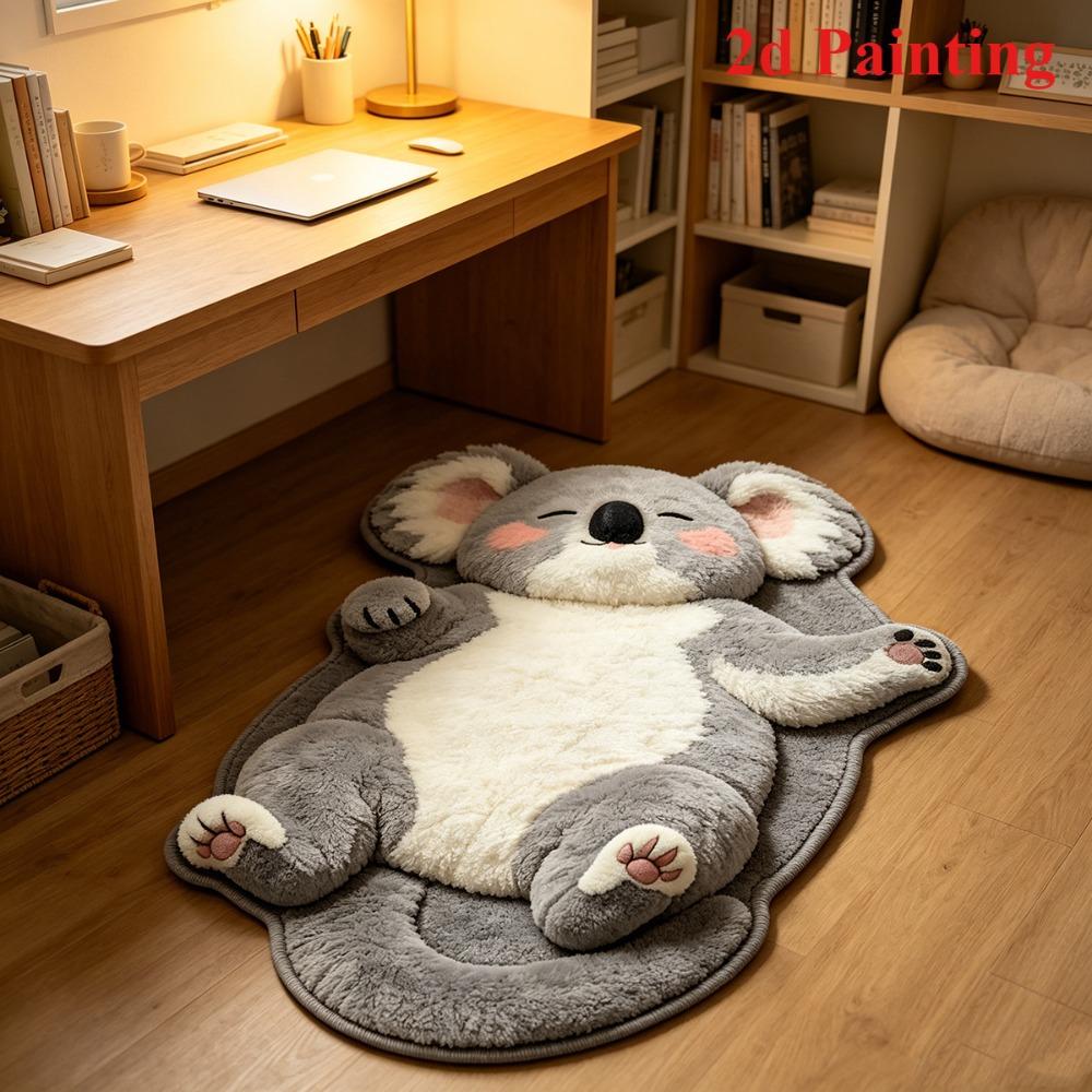 Cute Cartoon Irregular Faux Cashmere Floor Mat, Water Absorbent Non-Slip Bath Rug Wear Resistant Decor Carpet for Bathroom Bedroom