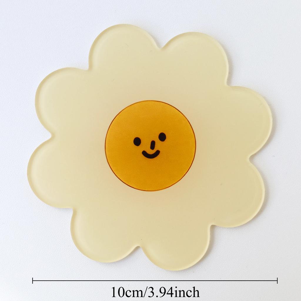 Flower Coasters Acrylic Waterproof Heat Insulation Anti Slip Coffee Cup Mats Cute Flowers Pads Kitchen Tableware Pad Decoration