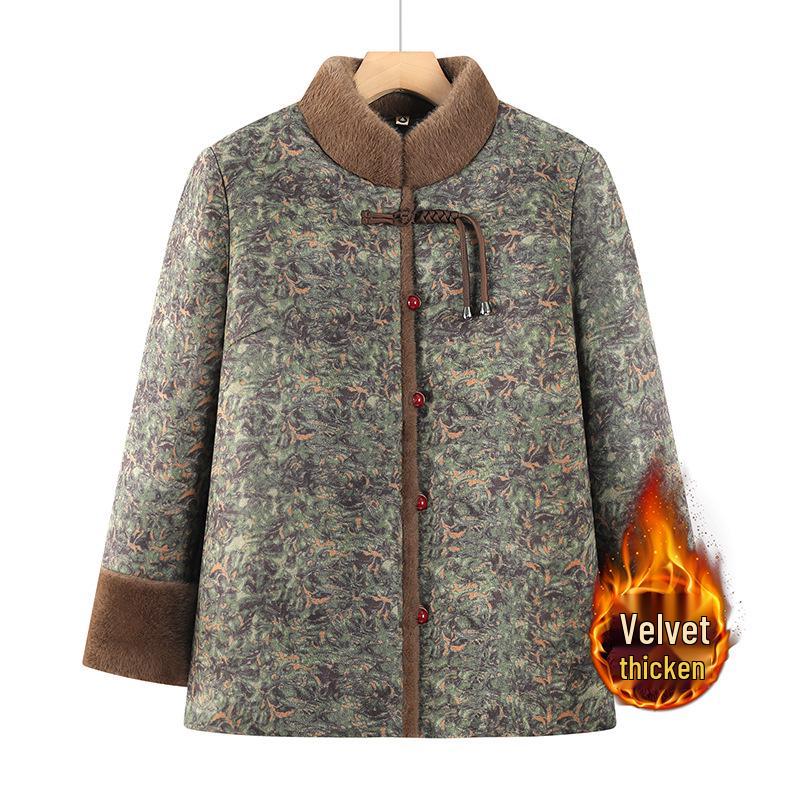 

Хлопковое утепленное пальто большого размера для женщин среднего возраста - Зимний стиль костюма Тан 7XL зелёный