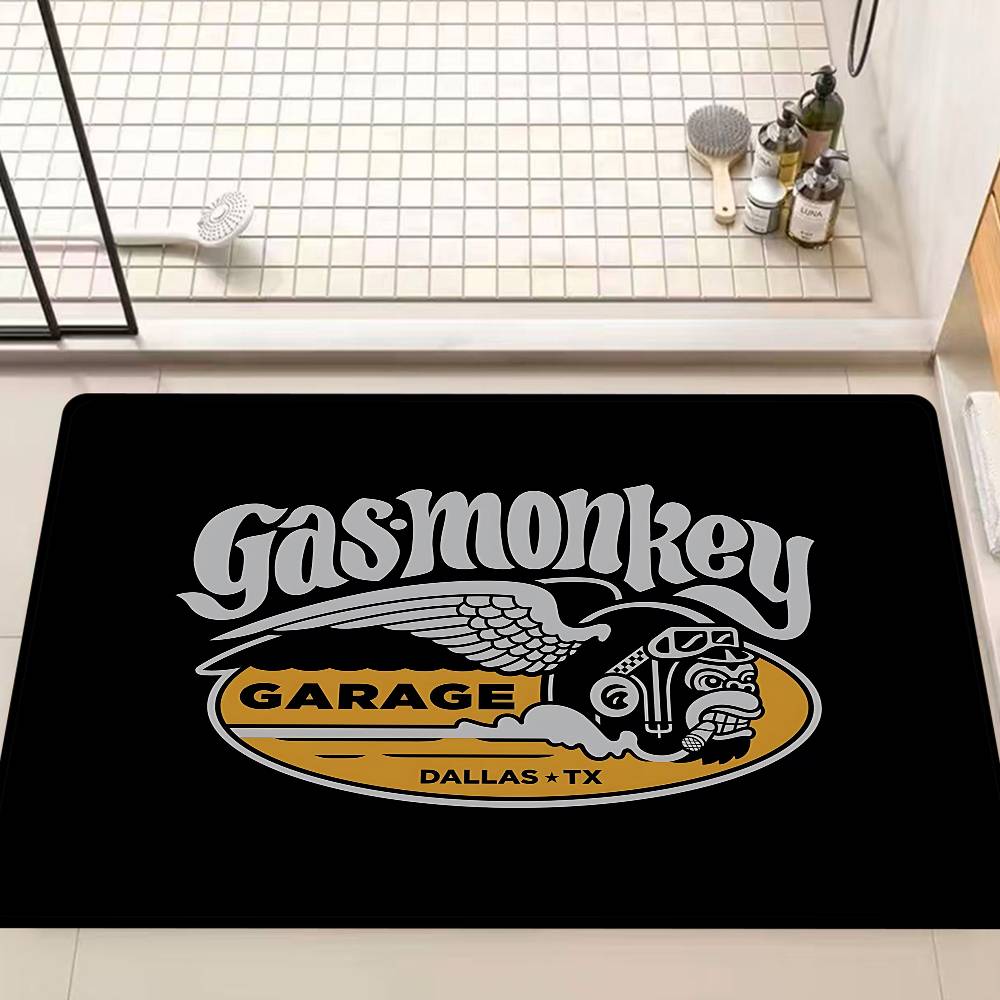 Gas Monkey Garage Logo Fußmatte Rechteckig Anti-Rutsch Zuhause Weich Badezimmer-Matte Eingangstür Innen Außen Matte Willkommens-Fußmatte