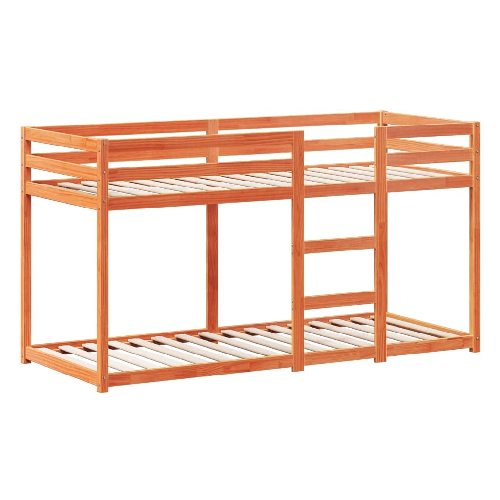 Bunk Bed with Roof Wax Brown 90x200 Cm Solid Pine Wood