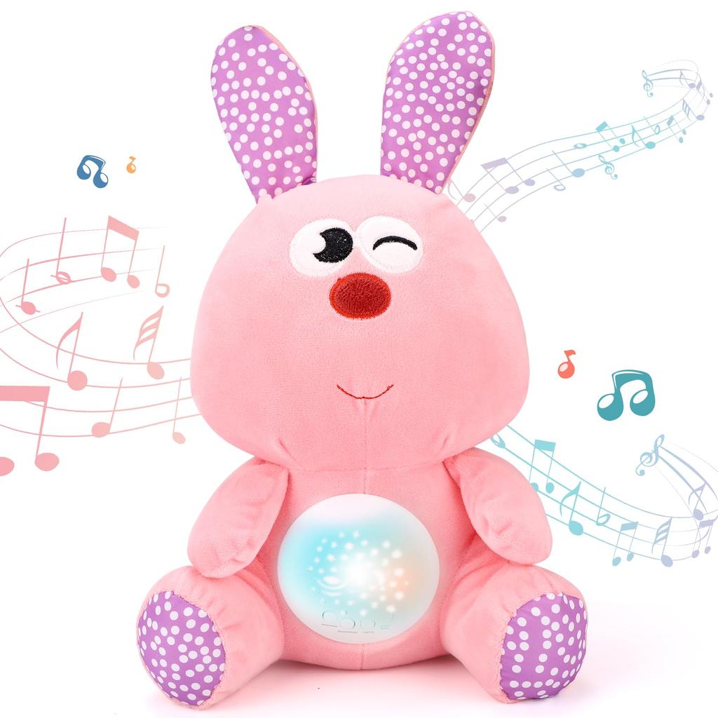 REMOKING Baby Sleep White Noise Music Box with Music Projection for Home Plush Educational Toy for 1st Birthday Baby Shower Gift for Girls and