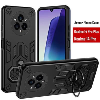 Dual Finger Ring Armor Cover for OPPO Realme 14 Pro Plus Case for Realme 14 Pro Rotate Metal Bracket Kickstand Holder Case Capa