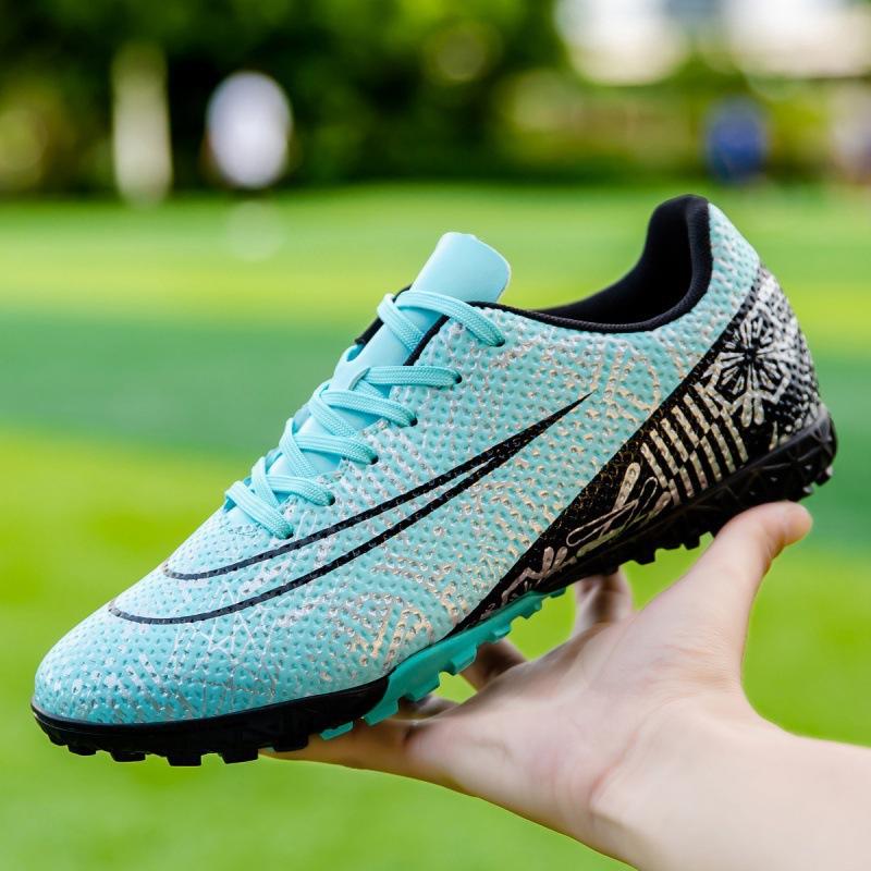 

2025 football shoes men s low-top blue and white porcelain spikes youth professional training shoes large size sports shoes 46