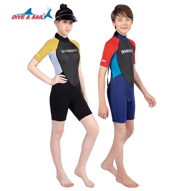 2.5mm Neoprene Kids Wetsuit Short Sleeve Full Body Dive Suit Snorkeling Surfing Swimming Boys Girls Youth