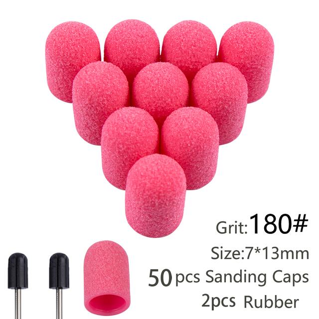 50pcs Pedicure Nail Sanding Caps For Heel Callus Removal Sand Bands Manicure Machine Drill Bits Accessories Grinding Head