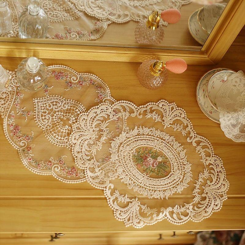 European Retro French Lace Embroidered Table Mat and Coaster Set - Home & Photo Decor
