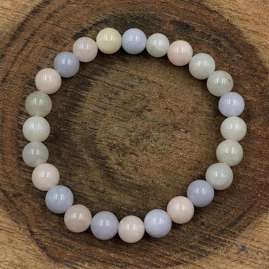 8mm Natürlicher Multi Morganit Edelstein Runde Perlen Schmuck Handgefertigt Hübsch Mehrfarbiger Morganit/Perlen Armband 7,5" Als Glücksbringer Geschenk RBB-96