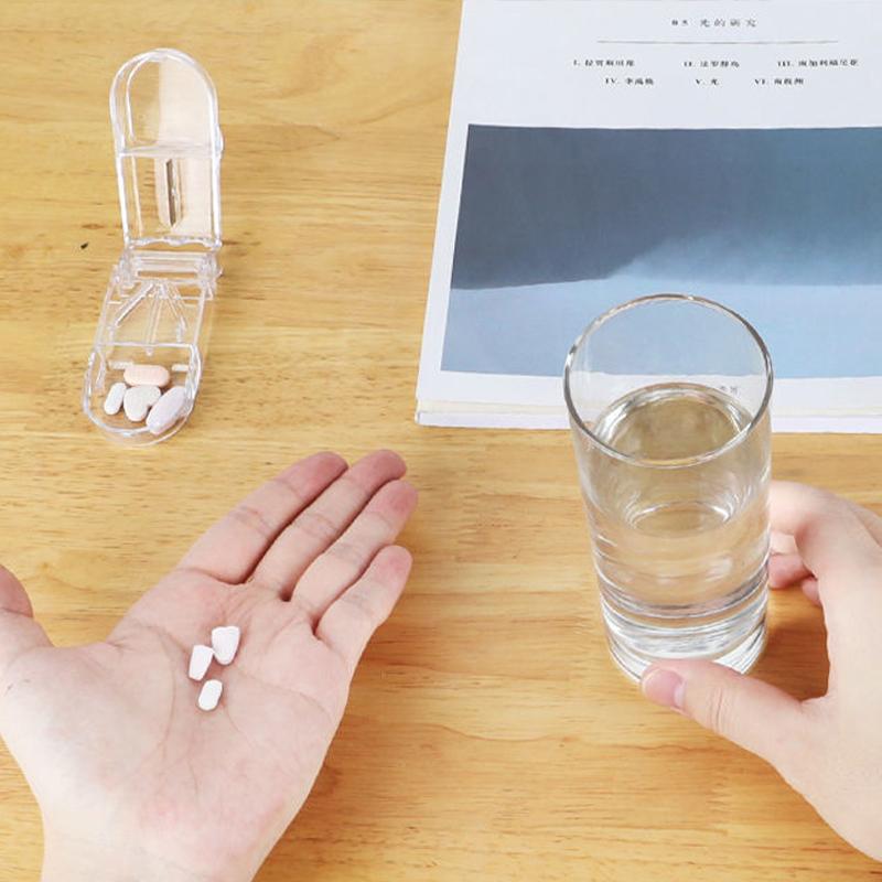 Portable Pill Organizer Tablet Cutter Medicine Cutting Tool Drug Splitting Device Tablet Cutting Box Carry on Medication Box