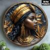 Vintage Metal Wall Art Egyptian Queen Round 8x8 Inch for Home Bar Cafe Office