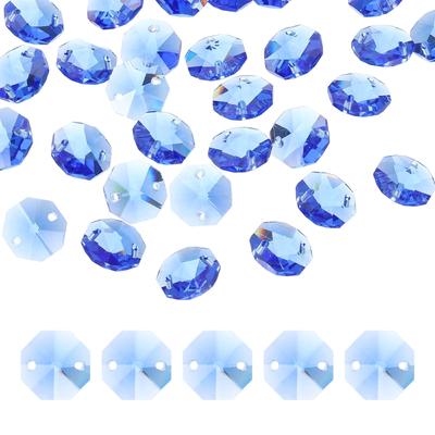 Uxcell 70pcs 14mm Crystal Octagon Beads, 2-Hole Glass Suncatcher Beads, Chandler Prism Parts, Pendants for Home DIY Arts and Crafts, Light Blue