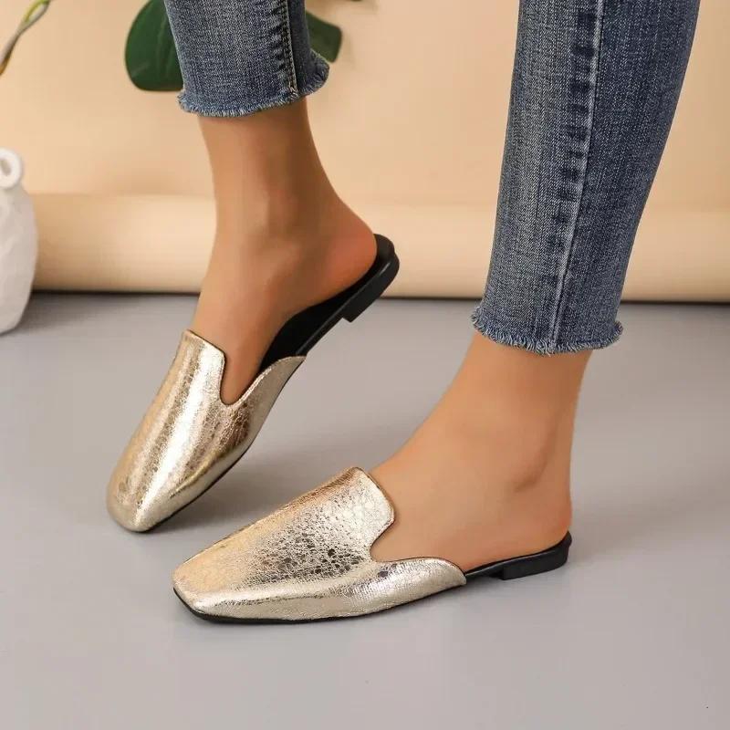 2024 Hot Sale Women's Shoes Summer Fashion Women Slippers Closed Toe Solid Low-heeled Casual  Light Plus Size Slippers Women
