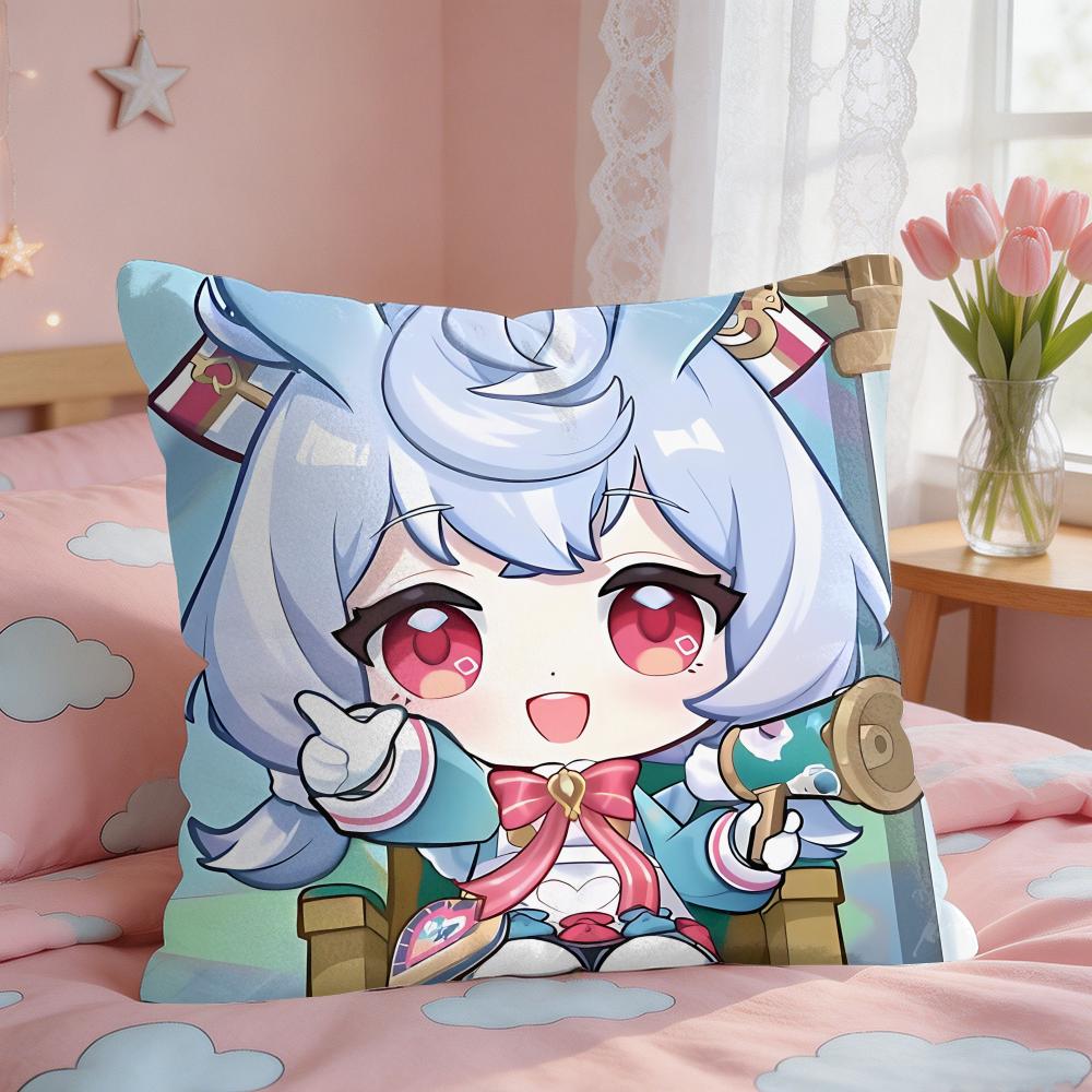 Sigewinne Cute Genshin Impact Cushion Cover Square Short Plush Pillow Case Living Room Sofa Home Decor Funda X