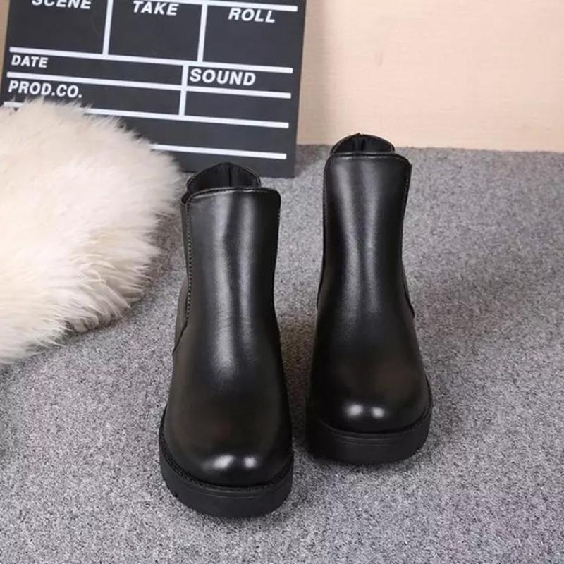 2025 New Boots Low Heel Martin Boots Women Boots Fall and Winter New Fashion Small Leather Shoes Round Head Women's Shoes
