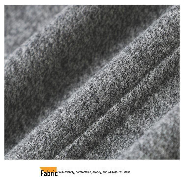 Women's Gray Wool Tweed Wide-Leg Cropped Pants with Velvet Lining - Autumn/Winter New Style