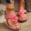 Fashion Flower Clip Toe Wedges Sandals Women Summer Plus Size 36-43 Thick Sole Slippers Woman Lightweight Vacation Beach Flip Flops