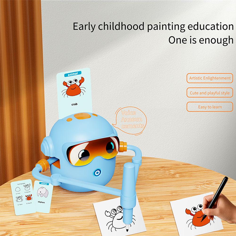 1SET Interactive Educational Drawing Robot Learning Toy With 100 Cards Early Educational Toys For Girl And Boy Preschool Learnin