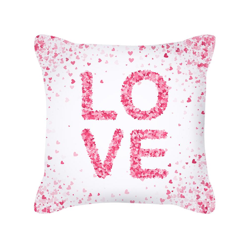 Peach Skin Pillowcase Valentine's Day Pillowcase Pink Heart-shaped Pillow Romantic Series Home Decoration Sofa Cushion Cover