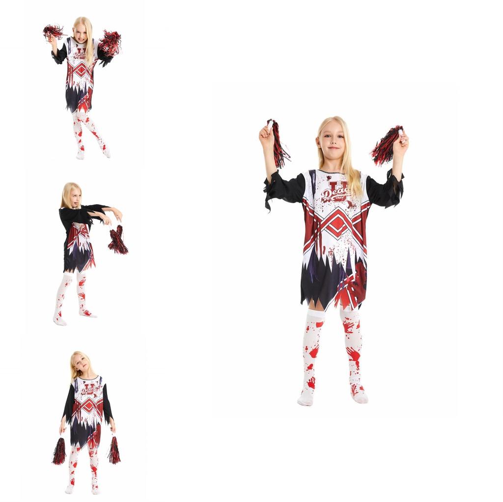 Spooky Halloween Girls Zombie Cheerleader Cosplay Costume For Carnivals And Parties