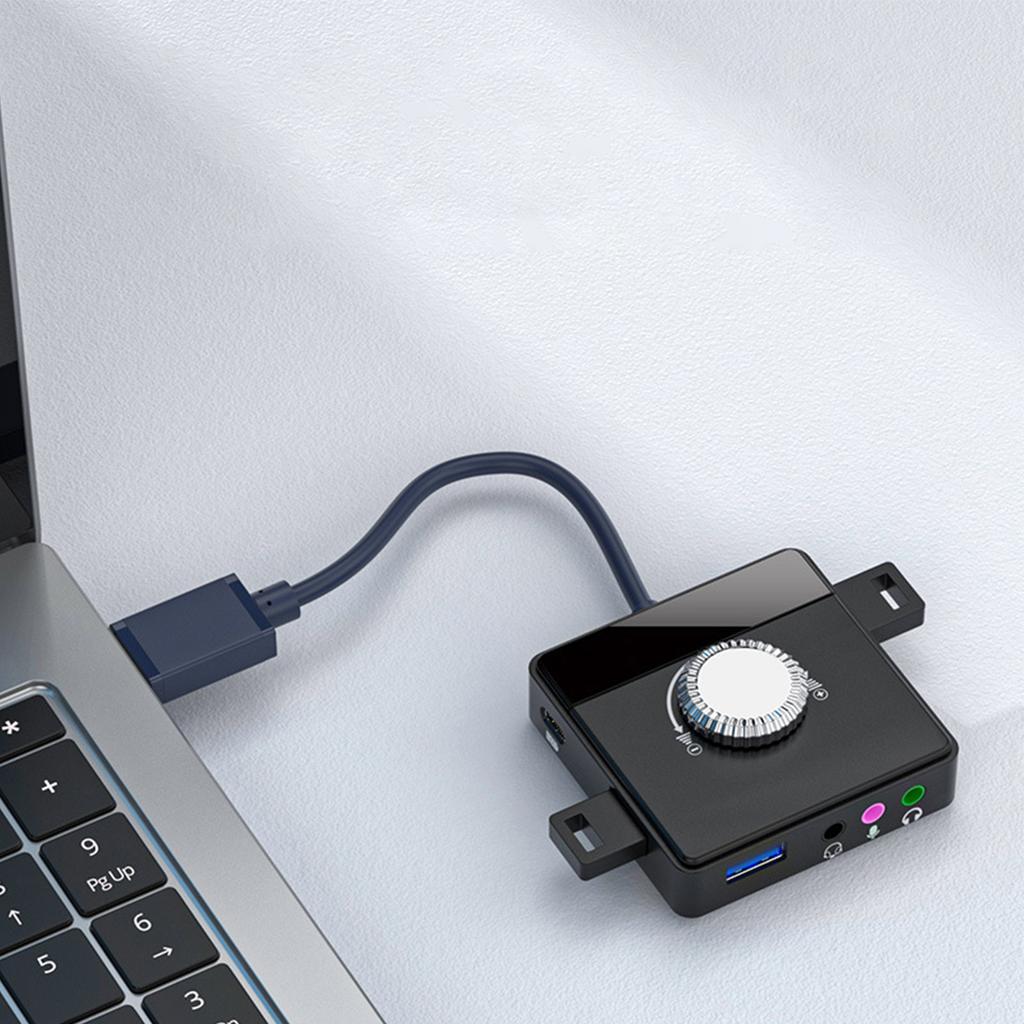 USB Sound Card Plug and Play External USB Sound Adapter with 3.5mm USB Interface Volume Control for PC Laptop