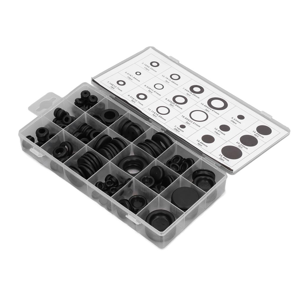 125 Stück Tüllen-Sortiment Gummi Dichtungsöse Ring Dichtung Kombinationsset für Automobil
