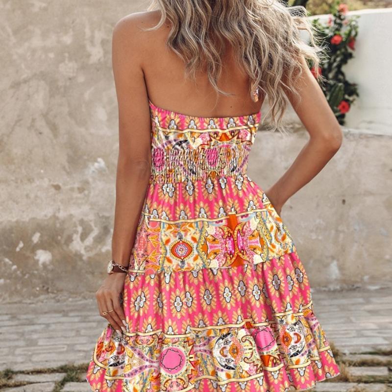 BITCED Women's Summer Fashion Sleeveless Sexy Strapless Neck Women's Dresses