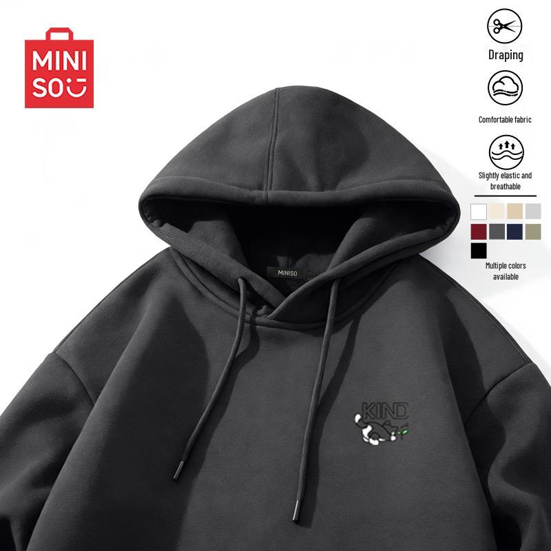 MINISO Men s American Retro Loose Fit Hooded Sweatshirt L