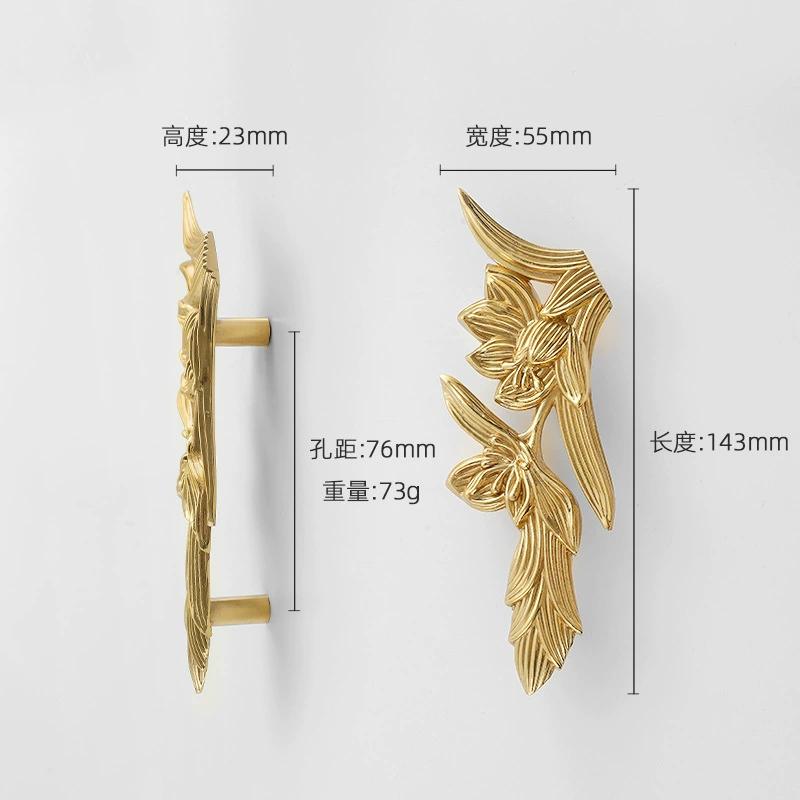 Brass French Drawer Vintage European Kitchen Cabinet Handles and Pulls Pure Copper Bedroom WardrobeFurniture Handle Hardware