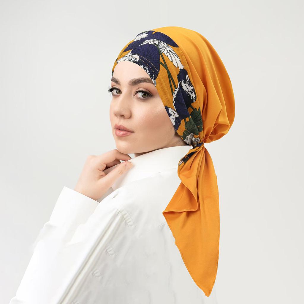 Ladies Fashion Headscarf With Floral Patchwork And Curved Design For Casual Wear