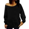 2025 Casual European & American Solid Color Women's Off-Shoulder Sweatshirt