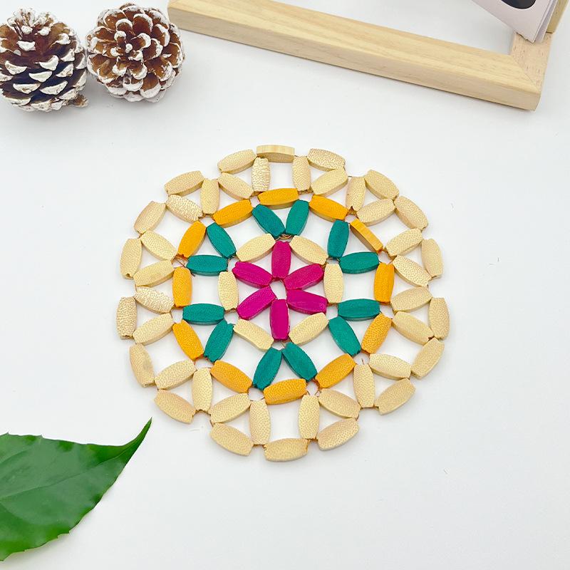 Table insulation mat, high temperature resistant, bamboo cup mat, tea mat, household kitchen dining room, bowl mat, pot mat, circular dining mat