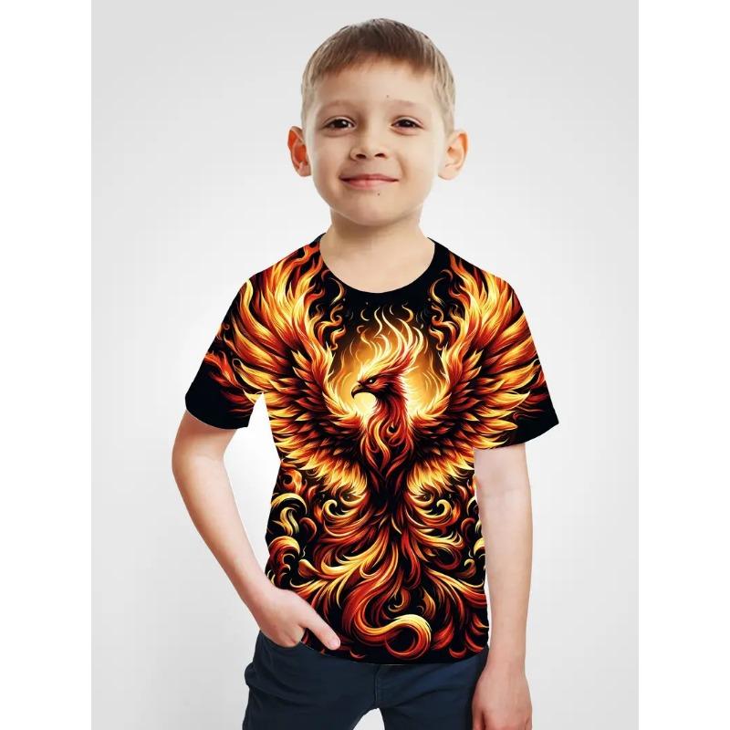 

2024 Ретро 3D принт Повседневная детская одежда Топ Футболка Модная футболка Животные Дети Мальчик Одежда Аниме Короткий рукав 130