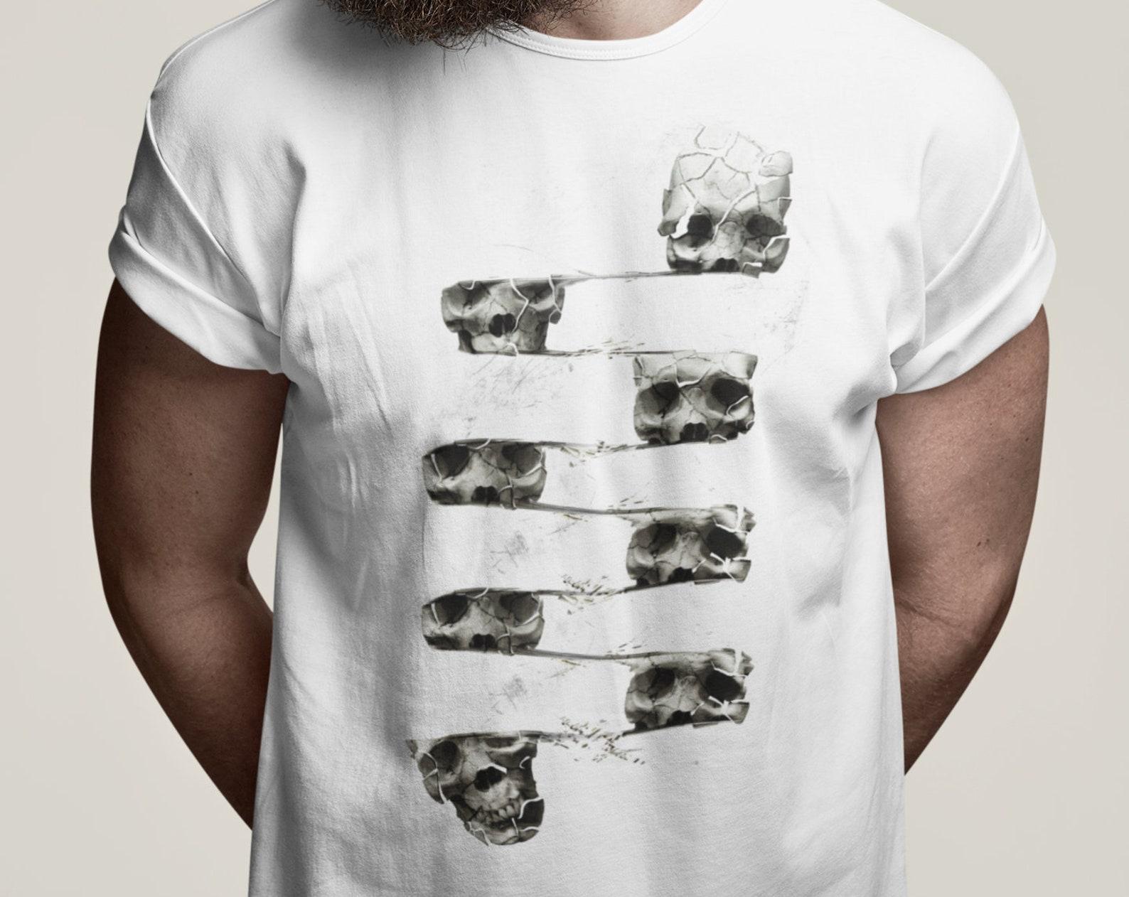 Glitch Art Skull T-shirt: Original Graphic Print, Bella Canvas S