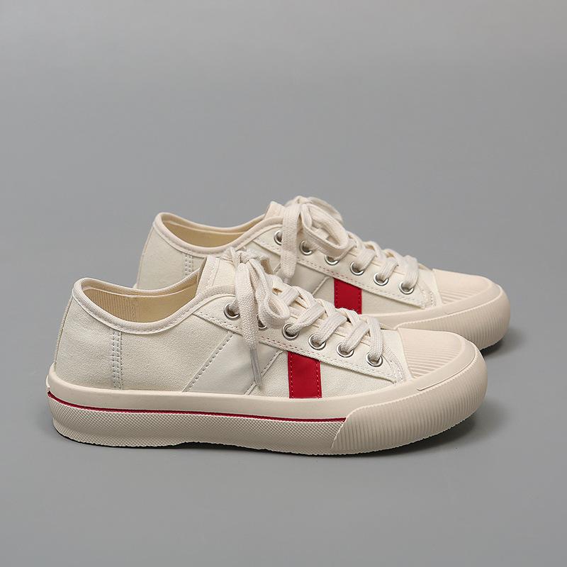 Casual canvas shoes women's 2025 summer new breathable lace-up color matching nylon versatile low-top sports board shoes women's tide