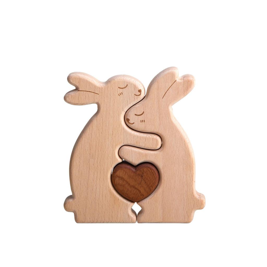 Osterdeko Holzprodukte Serie Ornamente Tier Hase Familie Elefant Herzförmige Holzornamente