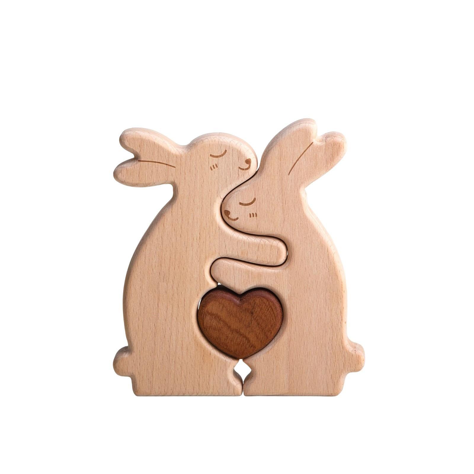 

Декор на Пасху Изделия из дерева Серия Украшения Животные Кролик Семья Слон Сердцевидные Украшения из цельного дерева One Size