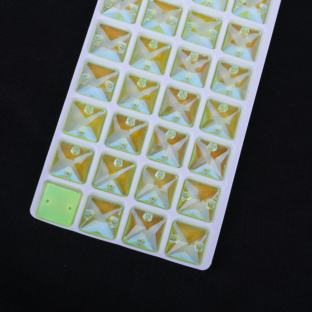 Crystal Glass Hand Sewn Drill, Square Fluorescent Flat Bottom Mocha Neon Dopamine Rhinestone Diy Clothing Accessories