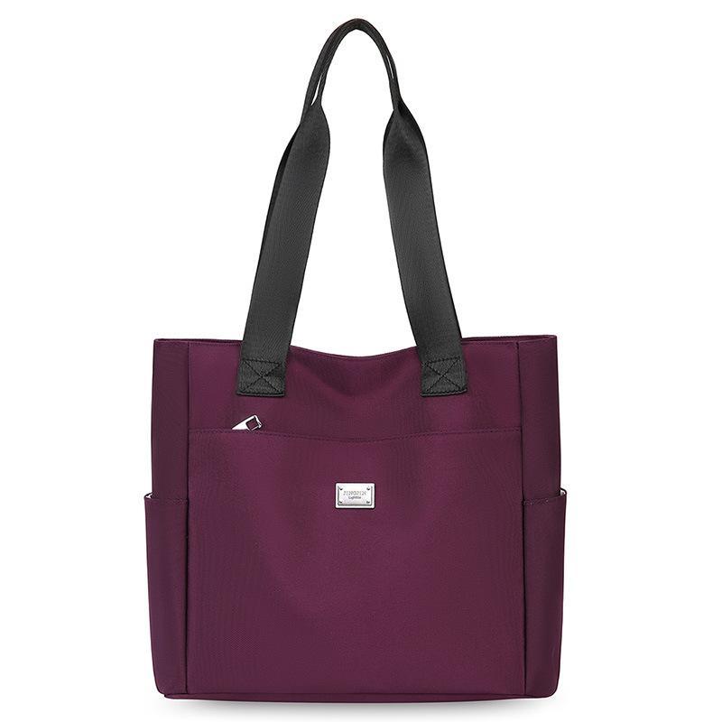 Waterproof Nylon Tote Bag Multiple Pockets Large Capacity For Work School Shopping Daily Use