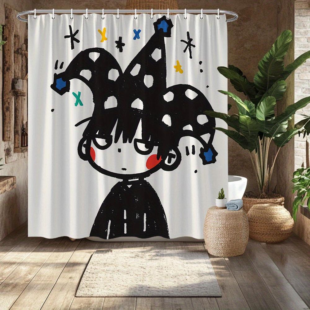Whimsical Jester Shower Curtain - Colorful Stars & Polka Dots, Fade-Resistant Polyester, Machine Washable