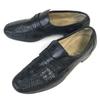 80s-90s Vintage Made In England Grenson Woven Leather Coin Loafer Moccasin 8 / 26.5cm / Black Dress Shoes