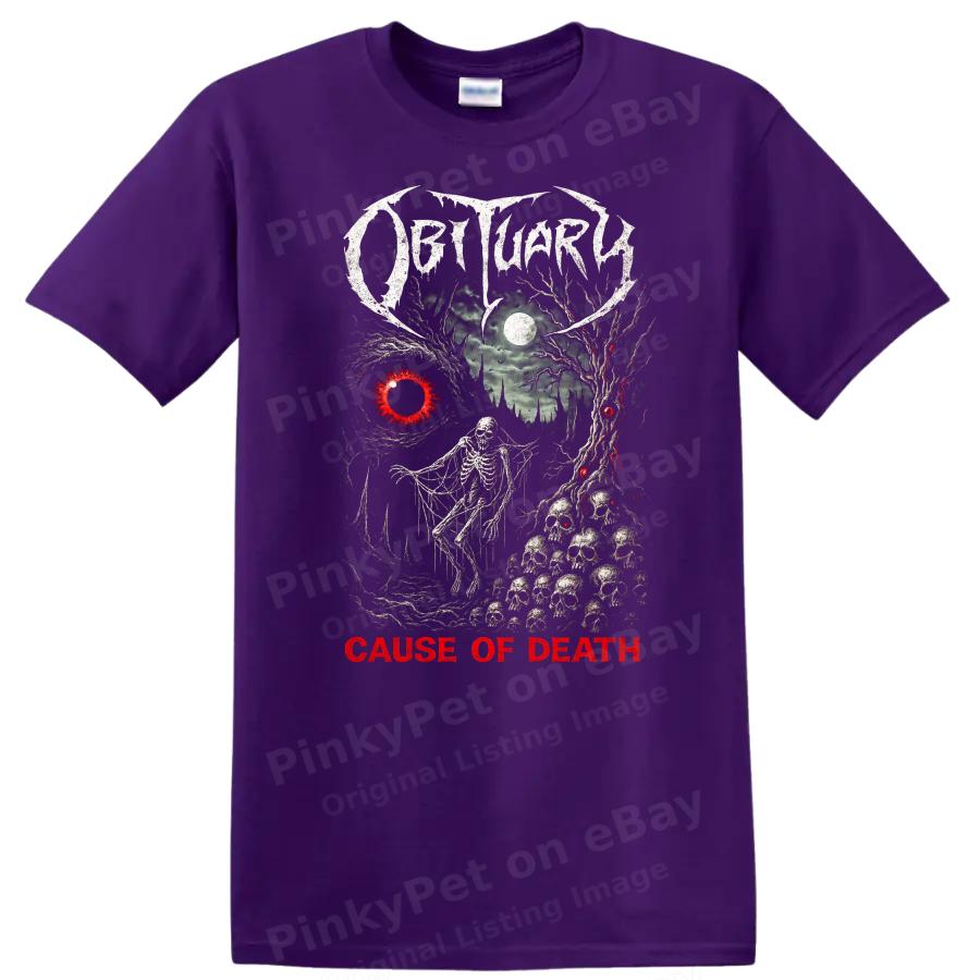 Overlijdensbericht Doodsoorzaak Heavy Metal Kunst T-shirt Retro Rock Grafisch T-shirt