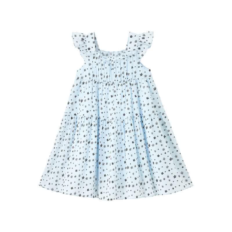 ASK JUNIOR Girl's Floral Flying Sleeve Princess Dress