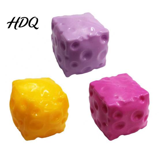 Stress Relief Gadget Giant Cheese Squeeze Toy Anxiety Cube Sensory Relaxation Ball Soft Stretchy Block Pinch Home Office Tool TPR
