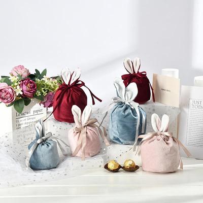 Orecchie da Coniglio di Pasqua Sacchetto Regalo e Caramelle di Velluto per Matrimoni